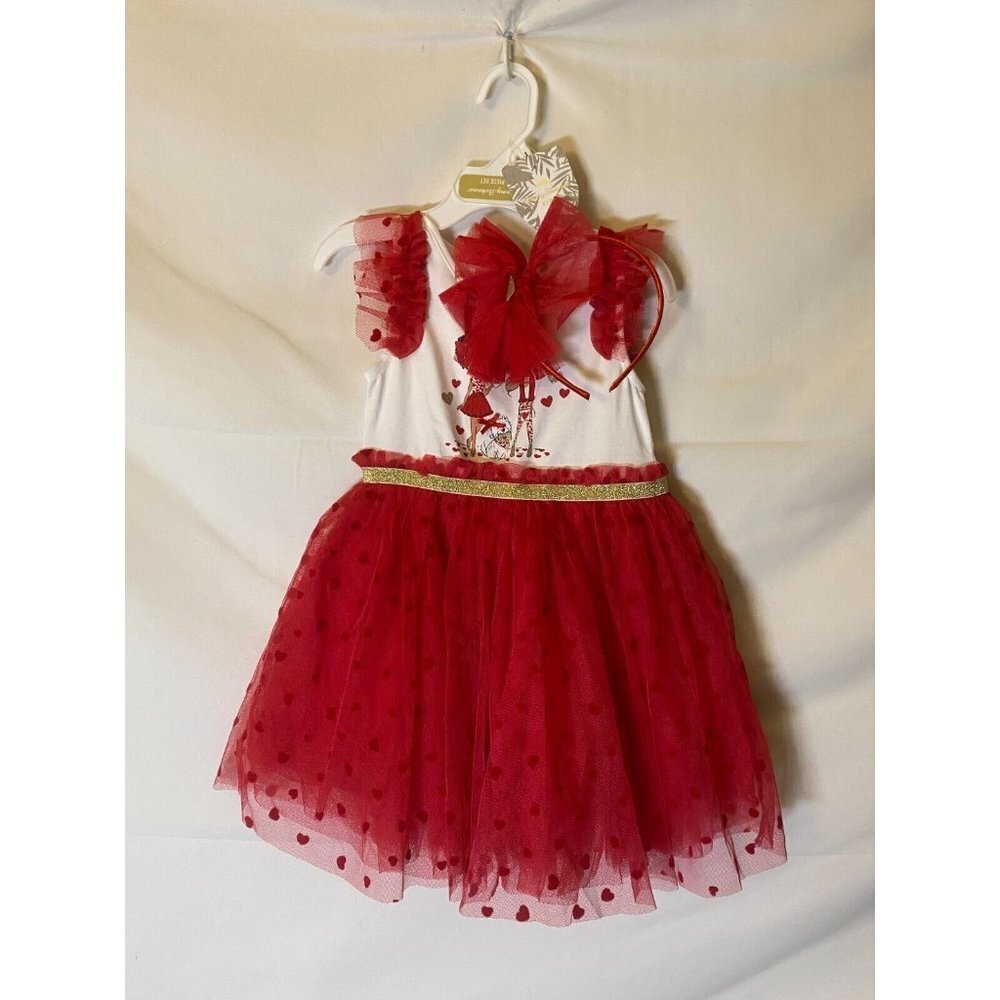 New RED Dress Tommy Bahama girls Set Size 2T hearts Frilly sweet Valentine’s